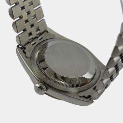 Pre Owned Rolex Datejust 16234 Automatic Tropical Diamond Dial 18k White Gold Stainless Steel Men's Wristwatch 36mm