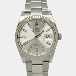 Pre Owned Rolex Datejust 126234 Automatic Silver Dial 18K White Gold Stainless Steel Men's Wristwatch 36mm