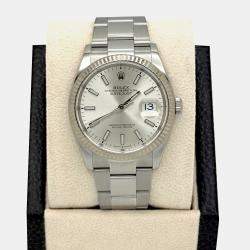 Pre Owned Rolex Datejust 126234 Automatic Silver Dial 18K White Gold Stainless Steel Men's Wristwatch 36mm