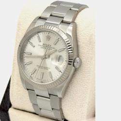 Pre Owned Rolex Datejust 126234 Automatic Silver Dial 18K White Gold Stainless Steel Men's Wristwatch 36mm