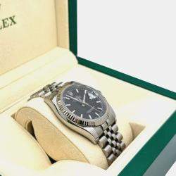 Pre Owned Rolex Datejust 116234 Automatic Black Dial 18k White Gold Stainless Steel Men's Wristwatch 36mm
