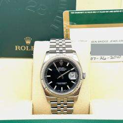 Pre Owned Rolex Datejust 116234 Automatic Black Dial 18k White Gold Stainless Steel Men's Wristwatch 36mm