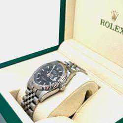 Pre Owned Rolex Datejust 116234 Automatic Black Dial 18k White Gold Stainless Steel Men's Wristwatch 36mm