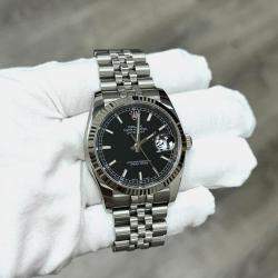 Pre Owned Rolex Datejust 116234 Automatic Black Dial 18k White Gold Stainless Steel Men's Wristwatch 36mm