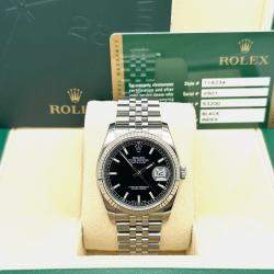 Pre Owned Rolex Datejust 116234 Automatic Black Dial 18k White Gold Stainless Steel Men's Wristwatch 36mm