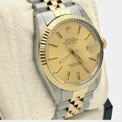 Pre Owned Rolex Datejust 16013 Automatic Champagne Dial 18K Yellow Gold Stainless Steel Men's Wristwatch 36mm