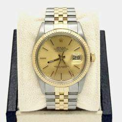Pre Owned Rolex Datejust 16013 Automatic Champagne Dial 18K Yellow Gold Stainless Steel Men's Wristwatch 36mm