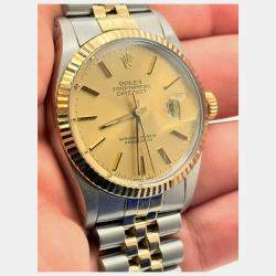 Pre Owned Rolex Datejust 16013 Automatic Champagne Dial 18K Yellow Gold Stainless Steel Men's Wristwatch 36mm