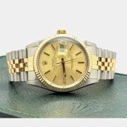 Pre Owned Rolex Datejust 16013 Automatic Champagne Dial 18K Yellow Gold Stainless Steel Men's Wristwatch 36mm