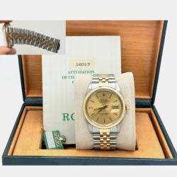 Pre Owned Rolex Datejust 16013 Automatic Champagne Dial 18K Yellow Gold Stainless Steel Men's Wristwatch 36mm