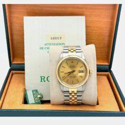 Pre Owned Rolex Datejust 16013 Automatic Champagne Dial 18K Yellow Gold Stainless Steel Men's Wristwatch 36mm