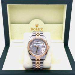 Pre Owned Rolex Datejust 116233 Automatic Mother of Pearl Diamond Dial Stainless Steel 18K Yellow Gold Men's Wristwatch 36mm