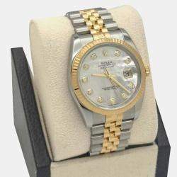 Pre Owned Rolex Datejust 116233 Automatic Mother of Pearl Diamond Dial Stainless Steel 18K Yellow Gold Men's Wristwatch 36mm