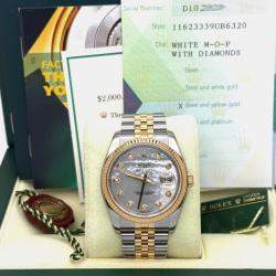 Pre Owned Rolex Datejust 116233 Automatic Mother of Pearl Diamond Dial Stainless Steel 18K Yellow Gold Men's Wristwatch 36mm