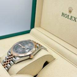 Pre Owned Rolex Datejust 126331 Automatic Slate Wimbledon Dial Stainless Steel 18k Rose Gold Men's Wristwatch 41 mm