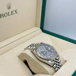 Pre Owned Rolex Datejust 126334 Automatic Dark Rhodium Diamond Dial Stainless Steel 18K White Gold Men's Wristwatch 41 mm