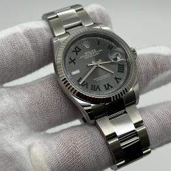 Pre Owned Rolex Datejust 126234 Automatic Slate Wimbledon Dial 18k White Gold Stainless Steel Men's Wristwatch 36 mm