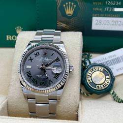 Pre Owned Rolex Datejust 126234 Automatic Slate Wimbledon Dial 18k White Gold Stainless Steel Men's Wristwatch 36 mm