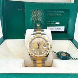 Pre Owned Rolex Datejust 41 126333 Automatic Champagne Dial 18K Yellow Gold Stainless Steel Men's Wristwatch 41 mm