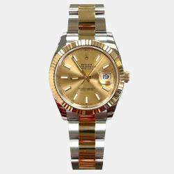 Pre Owned Rolex Datejust 41 126333 Automatic Champagne Dial 18K Yellow Gold Stainless Steel Men's Wristwatch 41 mm