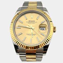 Pre Owned Rolex Datejust 41 126333 Automatic Champagne Dial 18K Yellow Gold Stainless Steel Men's Wristwatch 41 mm