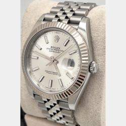 Pre Owned Rolex Datejust 41 126334 Automatic Silver Dial Stainless Steel 18K White Gold Men's Wristwatch 41 mm