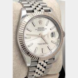 Pre Owned Rolex Datejust 41 126334 Automatic Silver Dial Stainless Steel 18K White Gold Men's Wristwatch 41 mm