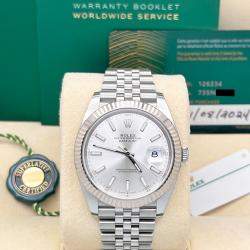 Pre Owned Rolex Datejust 41 126334 Automatic Silver Dial Stainless Steel 18K White Gold Men's Wristwatch 41 mm