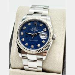 Pre Owned Rolex Datejust 36 116234 Automatic Sodalite Diamond Dial Stainless Steel 18K White Gold Men's Wristwatch 36 mm
