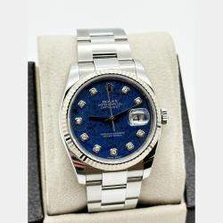 Pre Owned Rolex Datejust 36 116234 Automatic Sodalite Diamond Dial Stainless Steel 18K White Gold Men's Wristwatch 36 mm