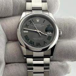 Pre Owned Rolex Datejust 126200 Automatic Wimbledon Dial Stainless Steel Men's Wristwatch 36 mm