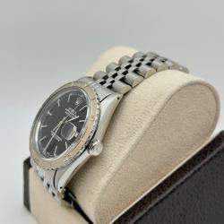 Pre Owned Rolex Datejust Turn-O-Graph 16250 Automatic Black Dial Stainless Steel Men's Wristwatch 36 mm