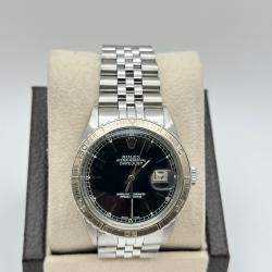 Pre Owned Rolex Datejust Turn-O-Graph 16250 Automatic Black Dial Stainless Steel Men's Wristwatch 36 mm