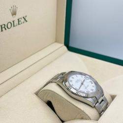 Pre Owned Rolex Datejust 126334 Automatic White Roman Dial 18k White Gold Stainless Steel Men's Wristwatch 41 mm