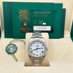 Pre Owned Rolex Datejust 126334 Automatic White Roman Dial 18k White Gold Stainless Steel Men's Wristwatch 41 mm