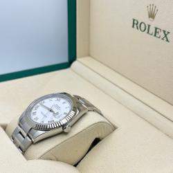 Pre Owned Rolex Datejust 126334 Automatic White Roman Dial 18k White Gold Stainless Steel Men's Wristwatch 41 mm