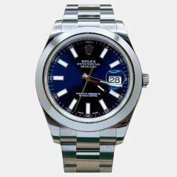 Pre Owned Rolex Datejust II 116300 Automatic Blue Dial Stainless Steel Men's Wristwatch 41 mm