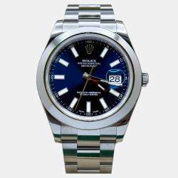 Pre Owned Rolex Datejust II 116300 Automatic Blue Dial Stainless Steel Men's Wristwatch 41 mm