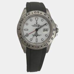 Pre Owned Rolex Explorer II 16570 Automatic White Dial Stainless Steel Men's Wristwatch 40 mm