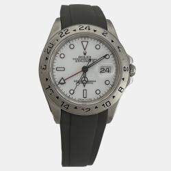 Pre Owned Rolex Explorer II 16570 Automatic Polar White Dial Stainless Steel Men's Wristwatch 40 mm