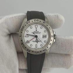 Pre Owned Rolex Explorer II 16570 Automatic Polar White Dial Stainless Steel Men's Wristwatch 40 mm
