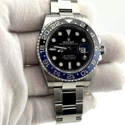 Pre Owned Rolex GMT-Master II 'Batman' 126710BLNR Automatic Black Dial Stainless Steel Men's Wristwatch 40 mm