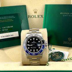 Pre Owned Rolex GMT-Master II 'Batman' 126710BLNR Automatic Black Dial Stainless Steel Men's Wristwatch 40 mm