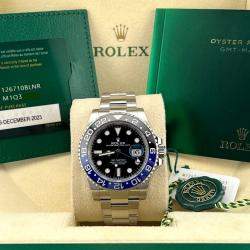 Pre Owned Rolex GMT-Master II 'Batman' 126710BLNR Automatic Black Dial Stainless Steel Men's Wristwatch 40 mm