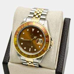 Pre Owned Rolex GMT-Master II 16713 Automatic Brown Dial 18K Yellow Gold Stainless Steel Men's Wristwatch 40 mm