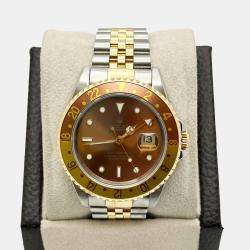 Pre Owned Rolex GMT-Master II 16713 Automatic Brown Dial 18K Yellow Gold Stainless Steel Men's Wristwatch 40 mm