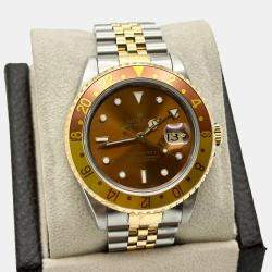 Pre Owned Rolex GMT-Master II 16713 Automatic Brown Dial 18K Yellow Gold Stainless Steel Men's Wristwatch 40 mm