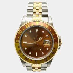 Pre Owned Rolex GMT-Master II 16713 Automatic Brown Dial 18K Yellow Gold Stainless Steel Men's Wristwatch 40 mm