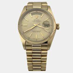 Pre Owned Rolex Day-Date President 18038 Automatic Champagne Dial 18k Yellow Gold Men's Wristwatch 36mm