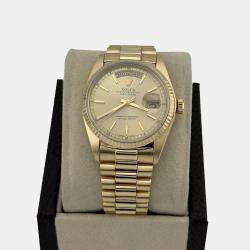 Pre Owned Rolex Day-Date President 18038 Automatic Champagne Dial 18k Yellow Gold Men's Wristwatch 36mm